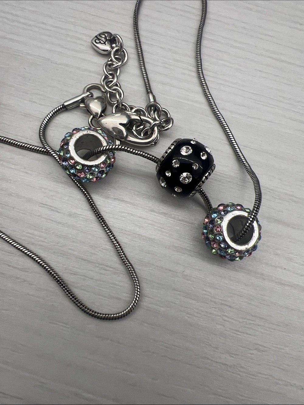 Brighton Silver-Tone Necklace with Black and Iridescent Multicolor Beads - Picture 6 of 8